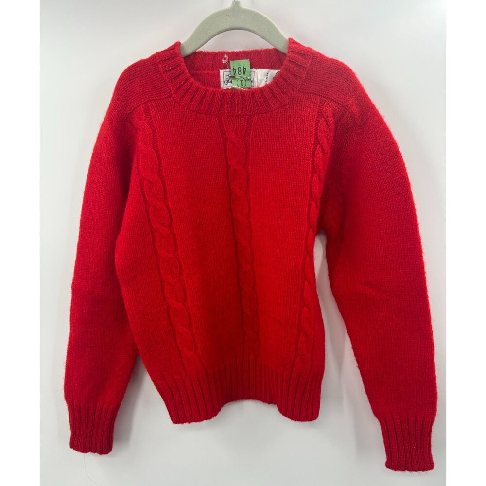 Vintage Saks Fifth Avenue Red Cable Knit Wool Shetland Kids